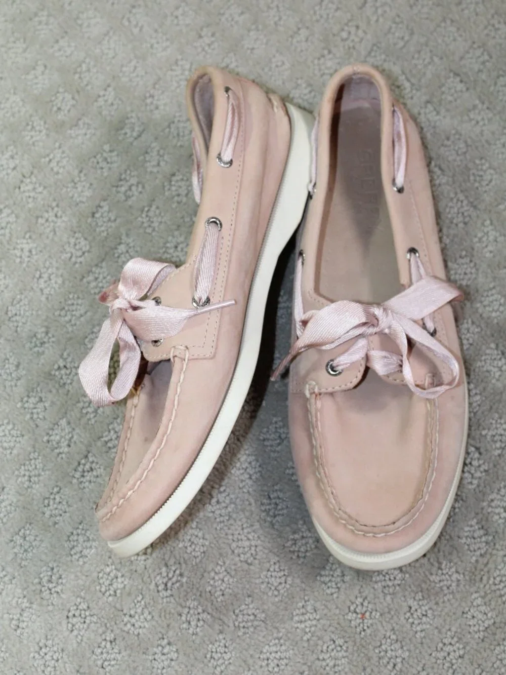 Sperry Size 8.5 Pink Leather Satin Ribbon Topsiders Loafers